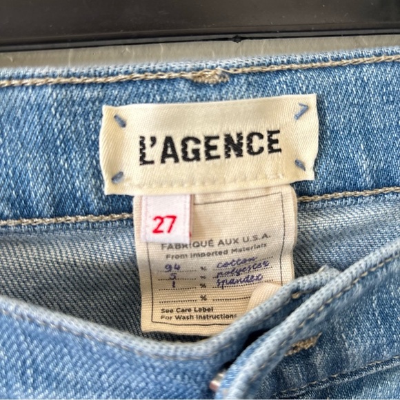 L’AGENCE Sada High Rise Cropped Straight Jeans Ashford Raw Hem Size 27 - Picture 3 of 7